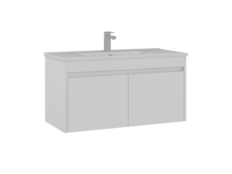Meuble Vasque "Side 100 v3" - 100 x 45 x 52 cm - Matte White