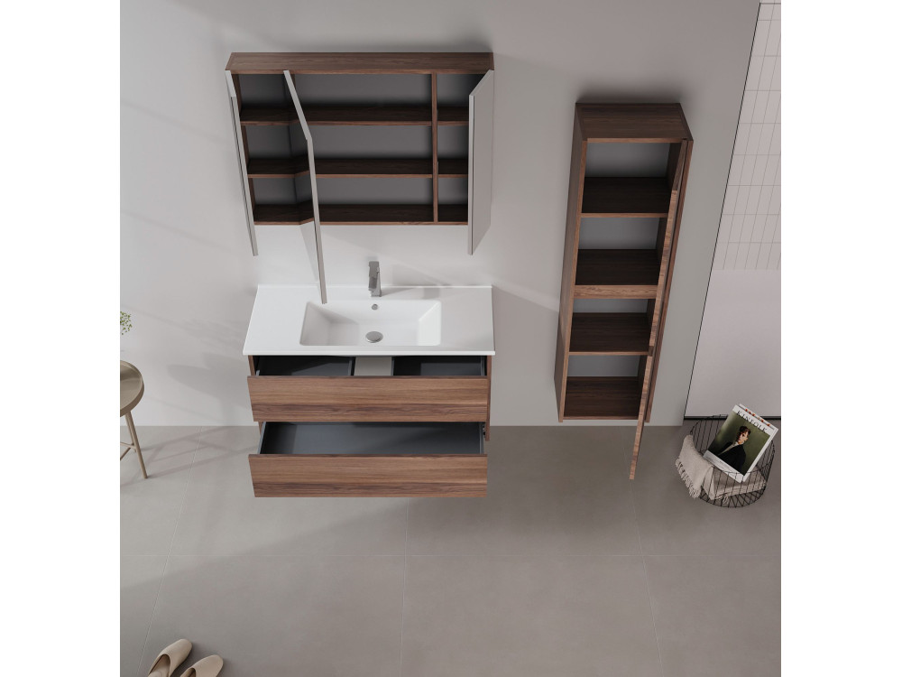 Meuble Vasque "Side 100 v3" - 100 x 45 x 52 cm - Dark Walnut