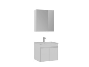 Ensemble Meuble Vasque avec Miroir (2 Pièces) "Side 65 v2" - 65 x 45 x 52 cm - Matte White
