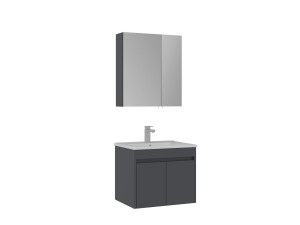 Ensemble Meuble Vasque avec Miroir (2 Pièces) "Side 65 v2" - 65 x 45 x 52 cm - Matte Anthracite