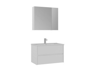Ensemble Meuble Vasque avec Miroir (2 Pièces) "Side 85 v2" - 85 x 45 x 52 cm - Matte White