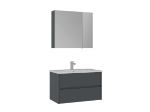 Ensemble Meuble Vasque avec Miroir (2 Pièces) "Side 85 v2" - 85 x 45 x 52 cm - Matte Anthracite