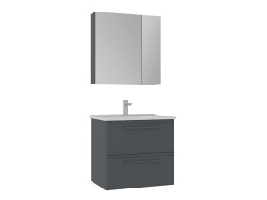 Ensemble Meuble Vasque avec Miroir (2 Pièces) "Nuvola 65 v2" - 65 x 50 x 62 cm - Anthracite