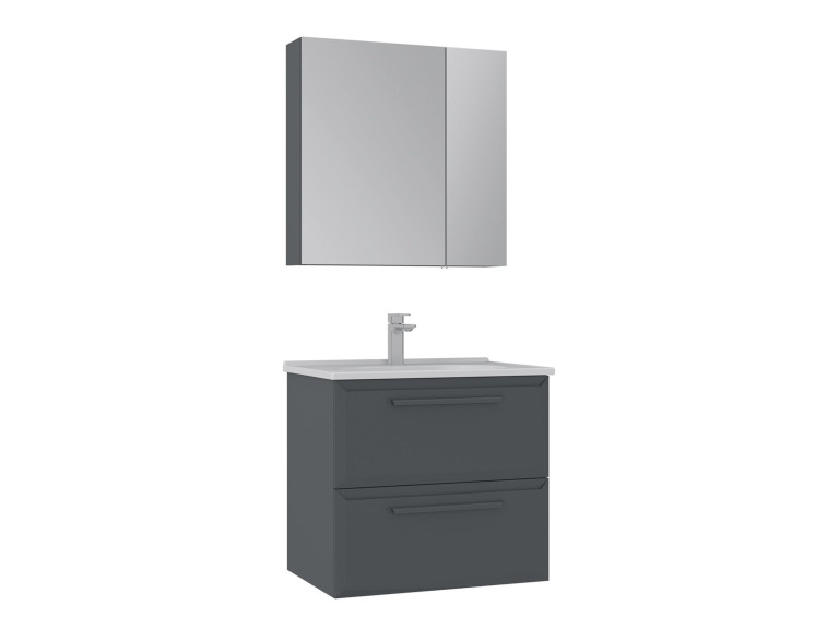 Ensemble Meuble Vasque avec Miroir (2 Pièces) "Nuvola 65 v2" - 65 x 50 x 62 cm - Anthracite