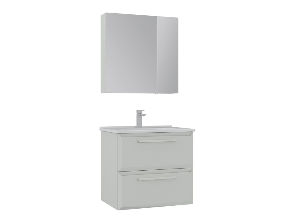 Ensemble Meuble Vasque avec Miroir (2 Pièces) "Nuvola 65 v2" - 65 x 50 x 62 cm - Cashmere