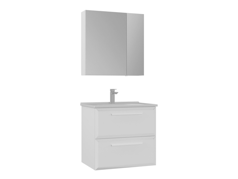 Ensemble Meuble Vasque avec Miroir (2 Pièces) "Nuvola 65 v2" - 65 x 50 x 62 cm - White