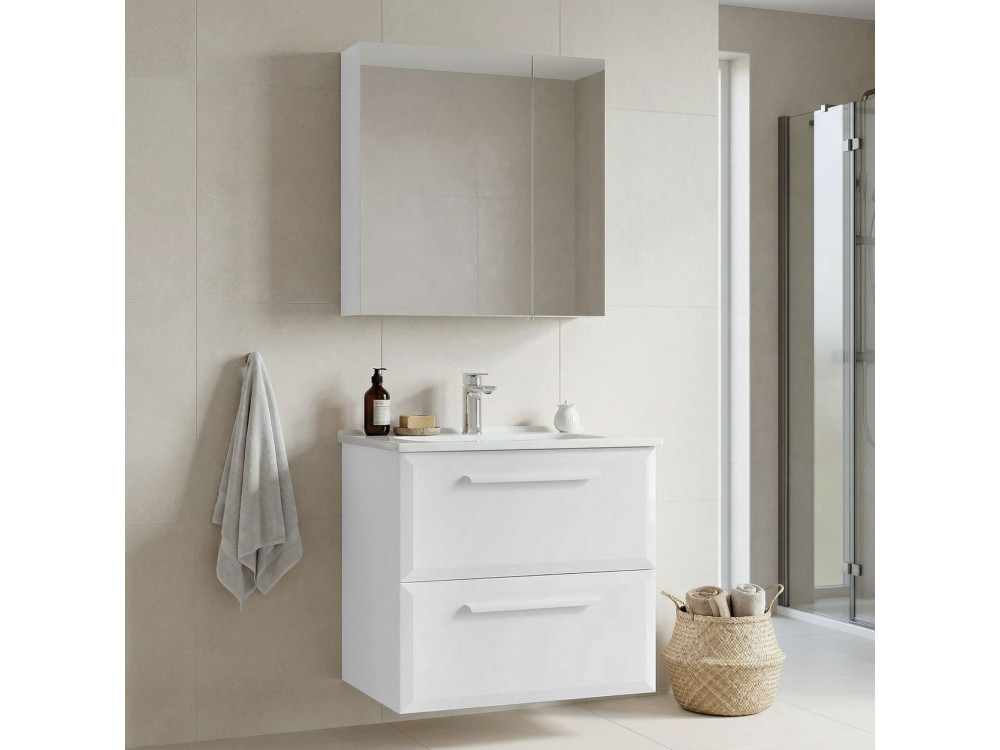 Ensemble Meuble Vasque avec Miroir (2 Pièces) "Nuvola 65 v2" - 65 x 50 x 62 cm - White