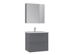 Ensemble Meuble Vasque avec Miroir (2 Pièces) "Nuvola 65 v2" - 65 x 50 x 62 cm - Grey