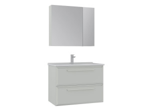 Ensemble Meuble Vasque avec Miroir (2 Pièces) "Nuvola 80 v2" - 80 x 50 x 62 cm - Cashmere