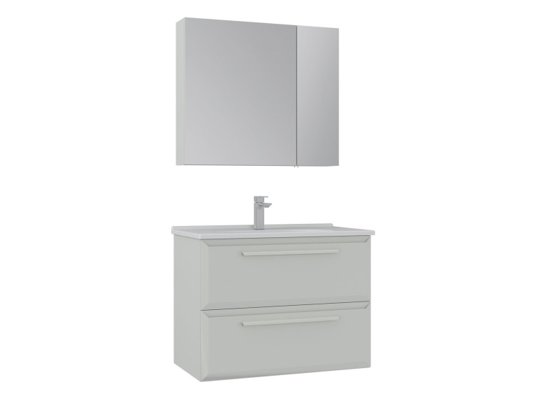 Ensemble Meuble Vasque avec Miroir (2 Pièces) "Nuvola 80 v2" - 80 x 50 x 62 cm - Cashmere
