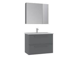 Ensemble Meuble Vasque avec Miroir (2 Pièces) "Nuvola 80 v2" - 80 x 50 x 62 cm - Grey