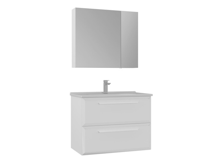 Ensemble Meuble Vasque avec Miroir (2 Pièces) "Nuvola 80 v2" - 80 x 50 x 62 cm - White