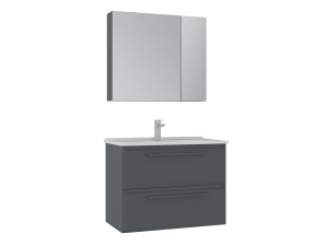 Ensemble Meuble Vasque avec Miroir (2 Pièces) "Nuvola 80 v2" - 80 x 50 x 62 cm - Anthracite