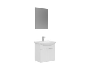 Ensemble Meuble Vasque avec Miroir (2 Pièces) "Purus 55" - 55 x 50 x 58 cm - White