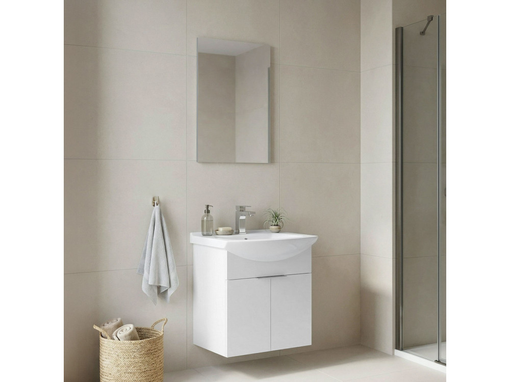Ensemble Meuble Vasque avec Miroir (2 Pièces) "Purus 55" - 55 x 50 x 58 cm - White