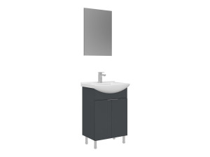 Ensemble Meuble Vasque avec Miroir (2 Pièces) "Purus 55" - 55 x 2 x 83 cm - Matte Anthracite