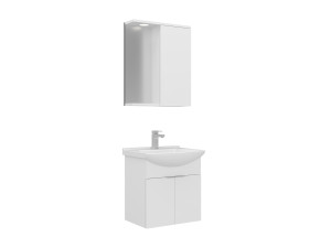 Ensemble Meuble Vasque avec Miroir (2 Pièces) "Purus 55" - 55 x 50 x 58 cm - White