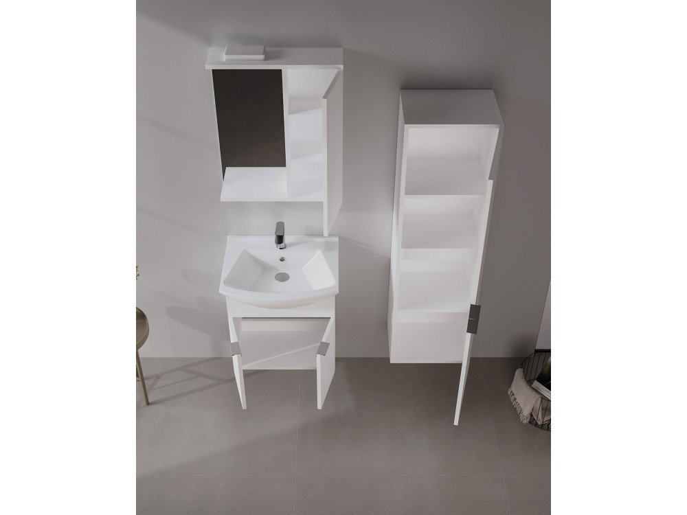 Ensemble Meuble Vasque avec Miroir (2 Pièces) "Purus 55" - 55 x 50 x 58 cm - White
