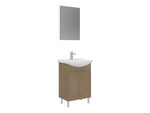 Ensemble Meuble Vasque avec Miroir (2 Pièces) "Purus 55" - 55 x 2 x 83 cm - Oak