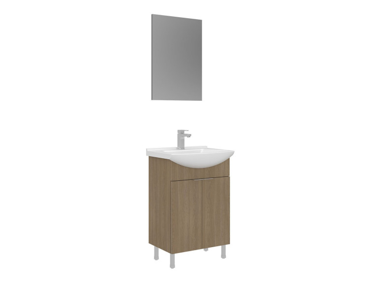 Ensemble Meuble Vasque avec Miroir (2 Pièces) "Purus 55" - 55 x 2 x 83 cm - Oak