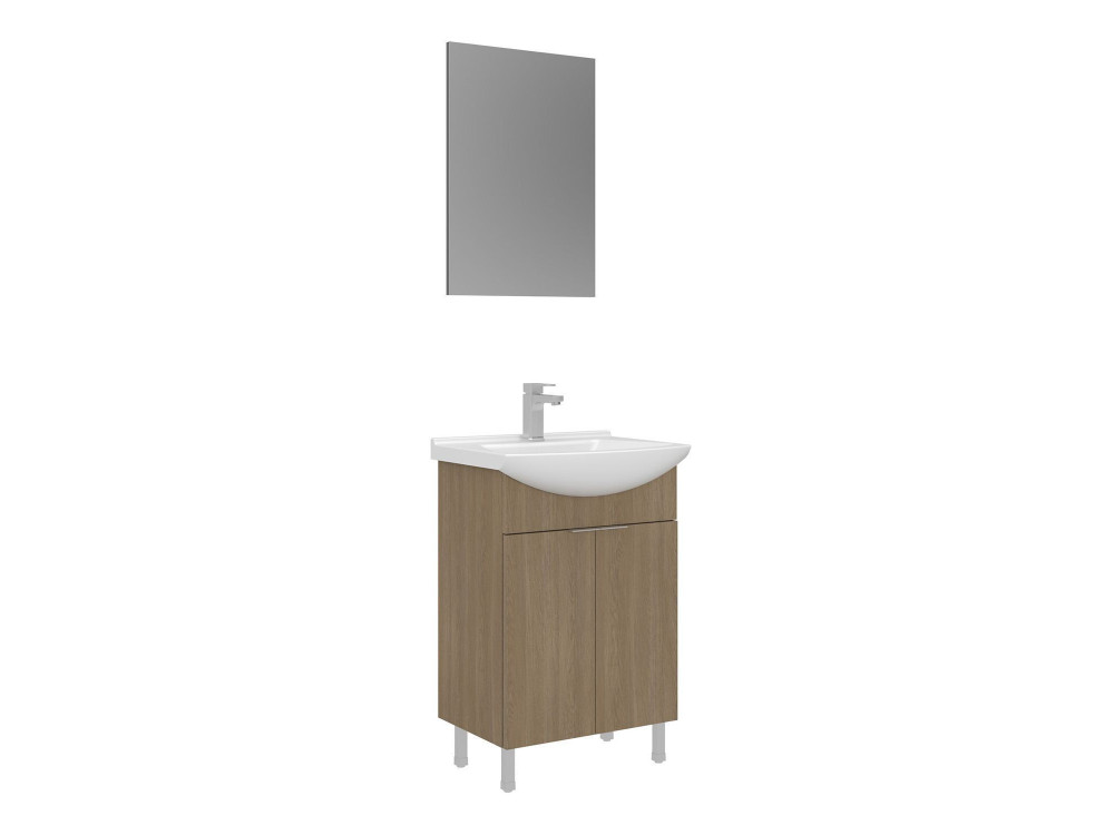 Ensemble Meuble Vasque avec Miroir (2 Pièces) "Purus 55" - 55 x 2 x 83 cm - Oak