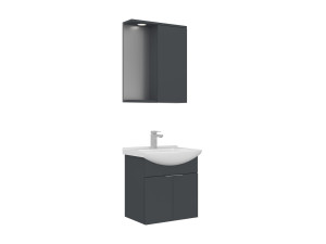 Ensemble Meuble Vasque avec Miroir (2 Pièces) "Purus 55" - 55 x 50 x 58 cm - Matte Anthracite