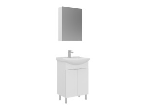 Ensemble Meuble Vasque avec Miroir (2 Pièces) "Purus 55" - 55 x 50 x 83 cm - White