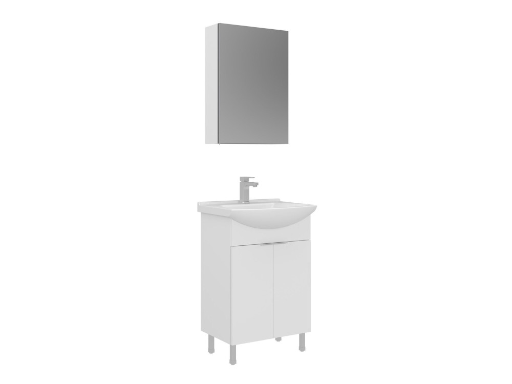Ensemble Meuble Vasque avec Miroir (2 Pièces) "Purus 55" - 55 x 50 x 83 cm - White