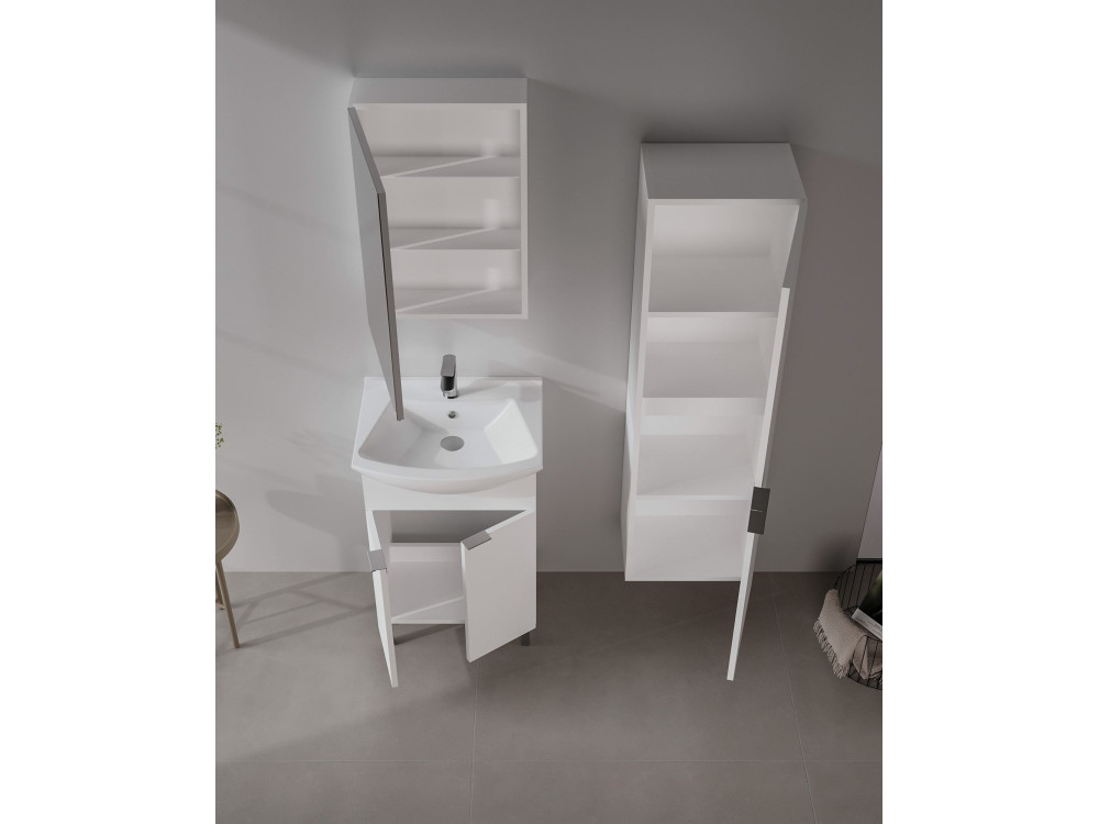 Ensemble Meuble Vasque avec Miroir (2 Pièces) "Purus 55" - 55 x 50 x 83 cm - White