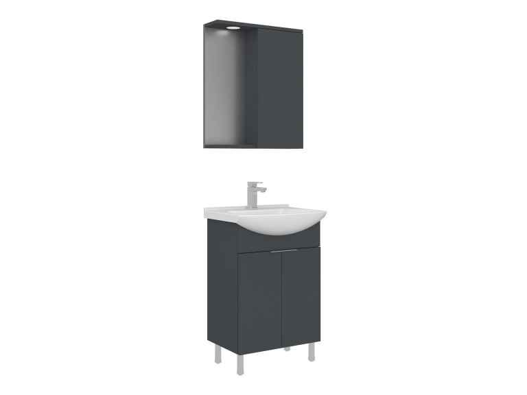 Ensemble Meuble Vasque avec Miroir (2 Pièces) "Purus 55" - 55 x 50 x 83 cm - Matte Anthracite