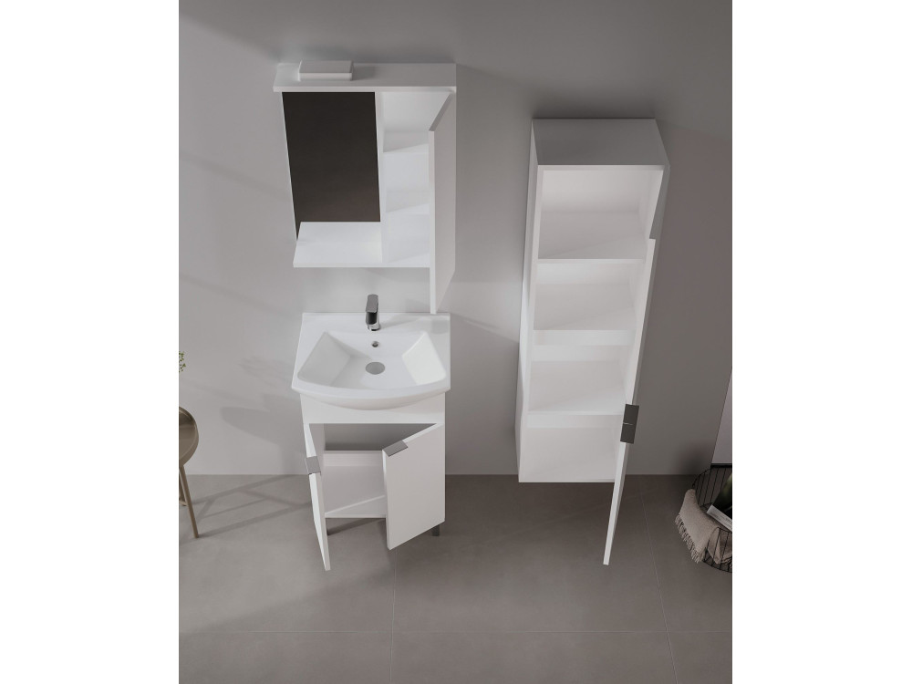 Ensemble Meuble Vasque avec Miroir (2 Pièces) "Purus 55" - 55 x 50 x 83 cm - White