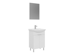 Ensemble Meuble Vasque avec Miroir (2 Pièces) "Purus 55" - 55 x 2 x 83 cm - White