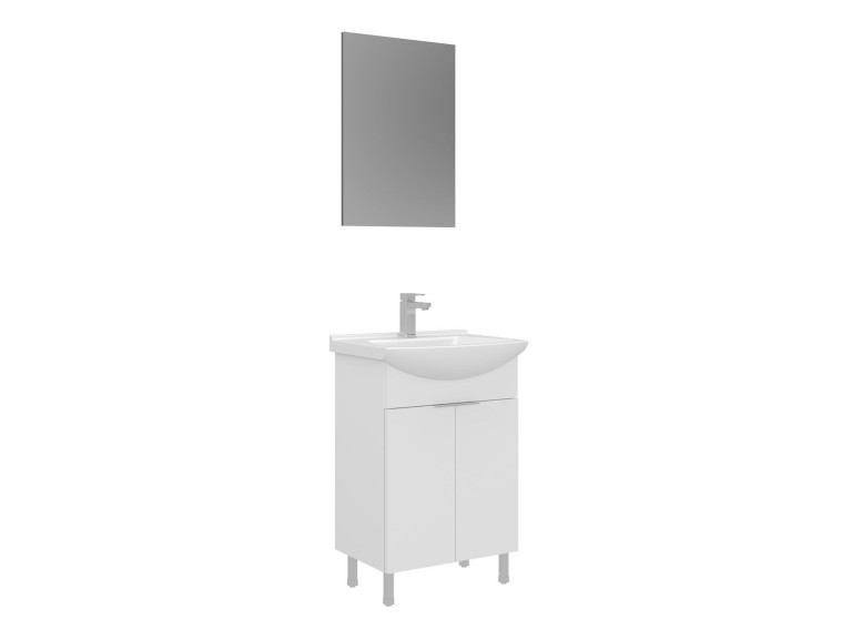 Ensemble Meuble Vasque avec Miroir (2 Pièces) "Purus 55" - 55 x 2 x 83 cm - White