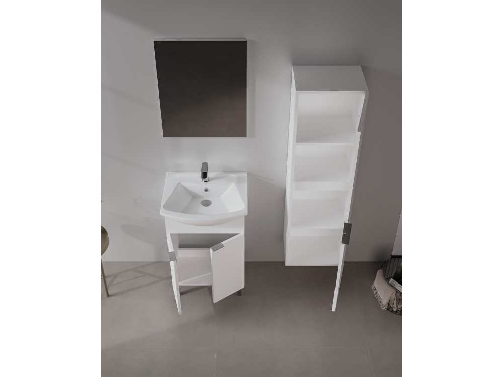 Ensemble Meuble Vasque avec Miroir (2 Pièces) "Purus 55" - 55 x 2 x 83 cm - White