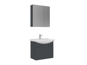Ensemble Meuble Vasque avec Miroir (2 Pièces) "Purus 65" - 65 x 50 x 58 cm - Matte Anthracite