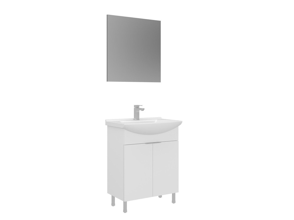 Ensemble Meuble Vasque avec Miroir (2 Pièces) "Purus 65" - 65 x 50 x 83 cm - White
