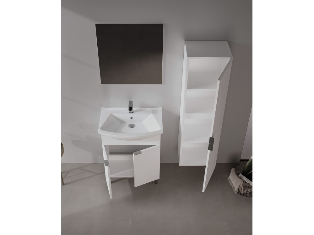 Ensemble Meuble Vasque avec Miroir (2 Pièces) "Purus 65" - 65 x 50 x 83 cm - White