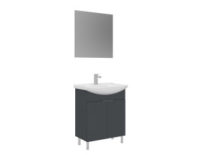 Ensemble Meuble Vasque avec Miroir (2 Pièces) "Purus 65" - 65 x 50 x 83 cm - Matte Anthracite