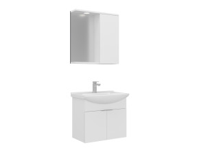 Ensemble Meuble Vasque avec Miroir (2 Pièces) "Purus 65" - 65 x 50 x 58 cm - White