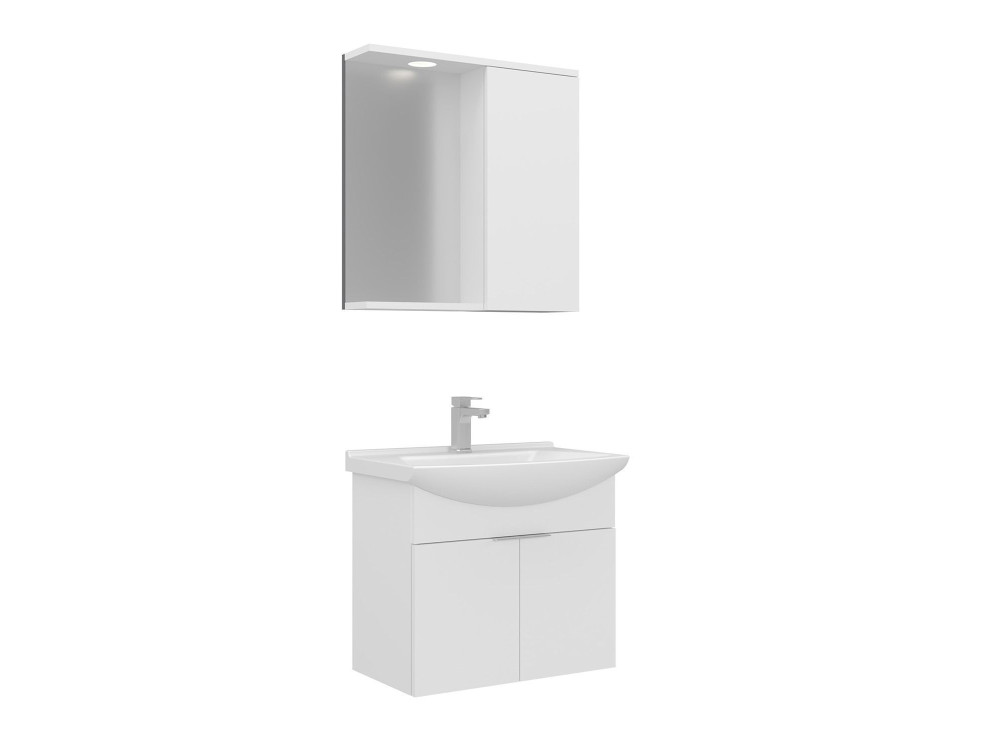 Ensemble Meuble Vasque avec Miroir (2 Pièces) "Purus 65" - 65 x 50 x 58 cm - White