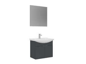 Ensemble Meuble Vasque avec Miroir (2 Pièces) "Purus 65" - 65 x 50 x 58 cm - Matte Anthracite