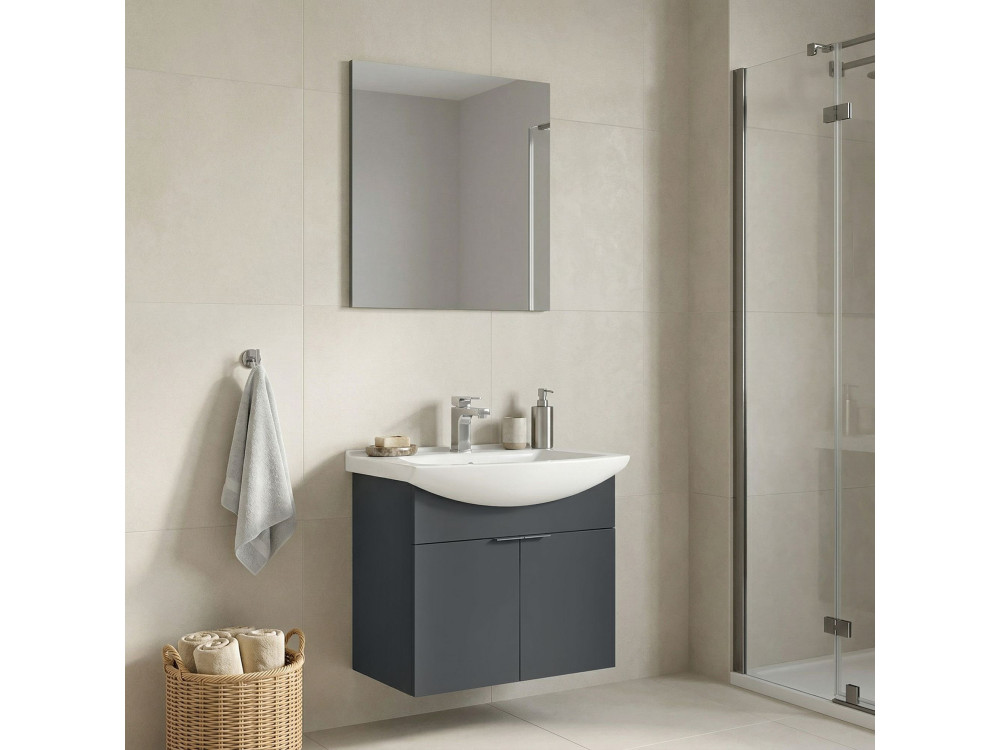 Ensemble Meuble Vasque avec Miroir (2 Pièces) "Purus 65" - 65 x 50 x 58 cm - Matte Anthracite
