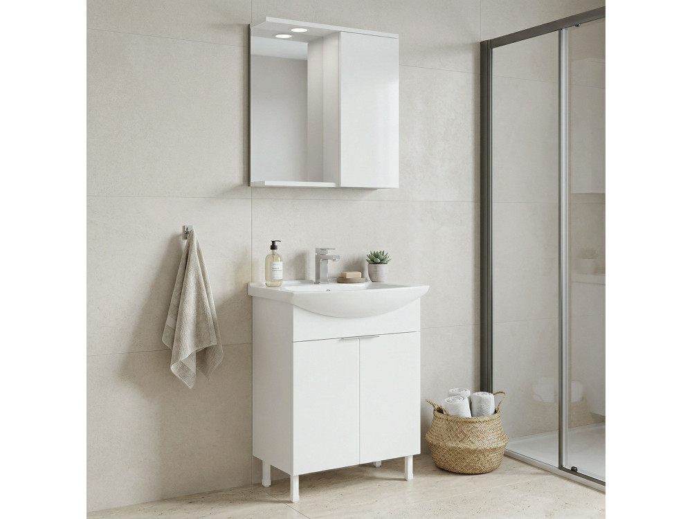 Ensemble Meuble Vasque avec Miroir (2 Pièces) "Purus 65" - 65 x 50 x 83 cm - White