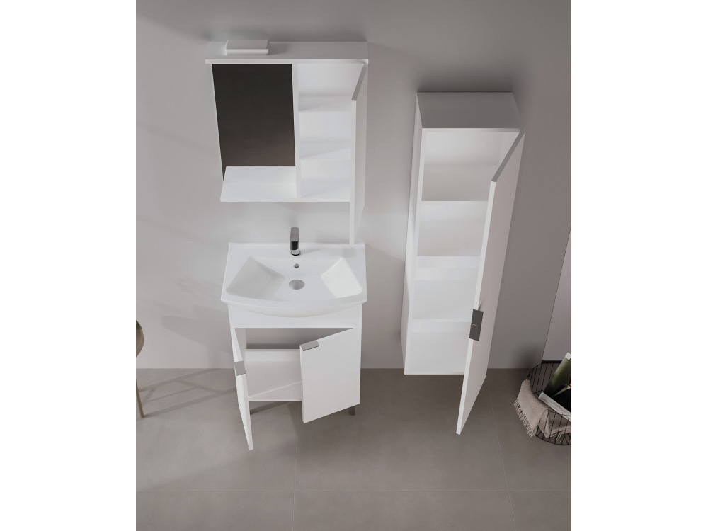 Ensemble Meuble Vasque avec Miroir (2 Pièces) "Purus 65" - 65 x 50 x 83 cm - White