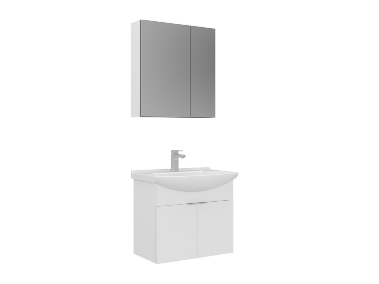 Ensemble Meuble Vasque avec Miroir (2 Pièces) "Purus 65" - 65 x 50 x 58 cm - White