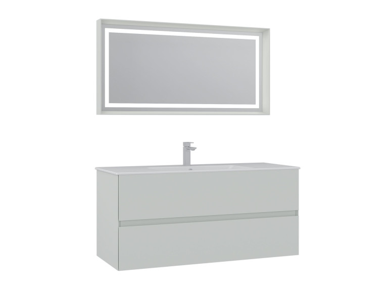 Ensemble Meuble Vasque avec Miroir (2 Pièces) "Nest 121 v2" - 121 x 51 x 55 cm - Matte Cashmere