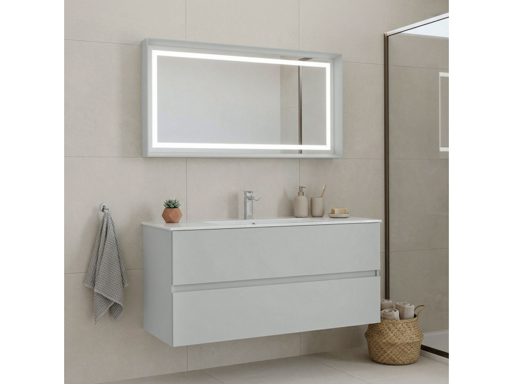 Ensemble Meuble Vasque avec Miroir (2 Pièces) "Nest 121 v2" - 121 x 51 x 55 cm - Matte Cashmere