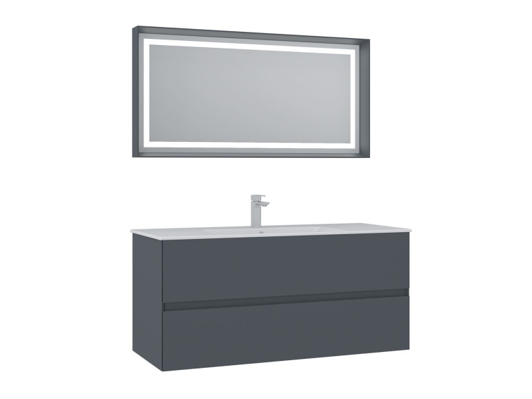 Ensemble Meuble Vasque avec Miroir (2 Pièces) "Nest 121 v2" - 121 x 51 x 55 cm - Matte Anthracite