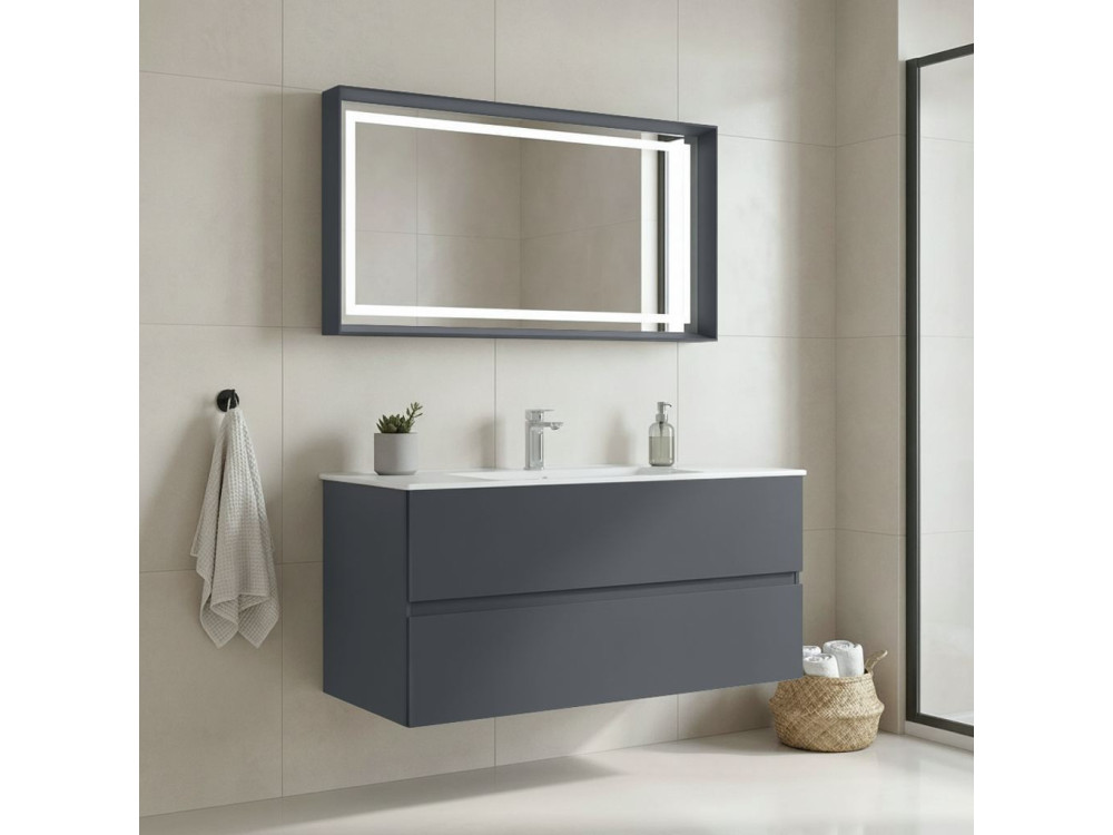 Ensemble Meuble Vasque avec Miroir (2 Pièces) "Nest 121 v2" - 121 x 51 x 55 cm - Matte Anthracite