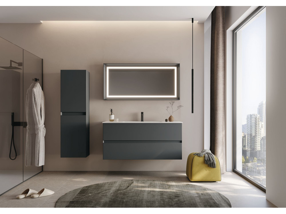 Ensemble Meuble Vasque avec Miroir (2 Pièces) "Nest 121 v2" - 121 x 51 x 55 cm - Matte Anthracite